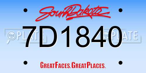7D1840 South Dakota License Plate