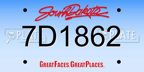 7D1862 South Dakota License Plate