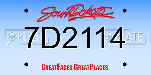 7D2114 South Dakota License Plate