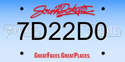 7D22D0 South Dakota License Plate