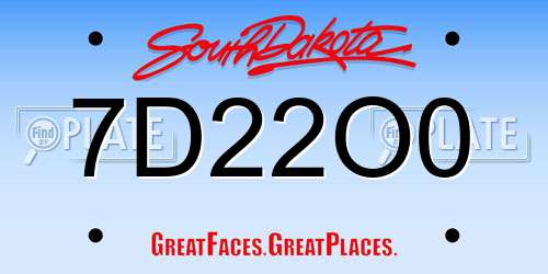 7D22O0 South Dakota License Plate