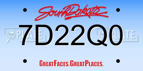 7D22Q0 South Dakota License Plate