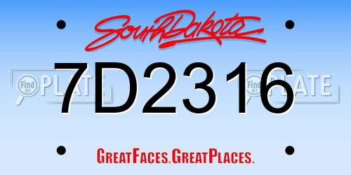 7D2316 South Dakota License Plate