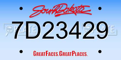 7D23429 South Dakota License Plate