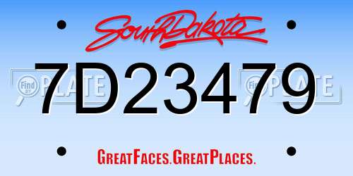 7D23479 South Dakota License Plate