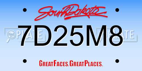 7D25M8 South Dakota License Plate