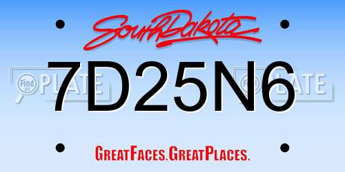 7D25N6 South Dakota License Plate