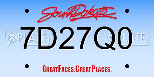7D27Q0 South Dakota License Plate