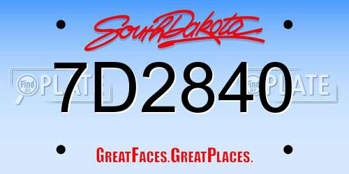7D2840 South Dakota License Plate
