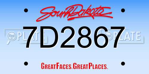 7D2867 South Dakota License Plate