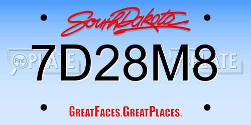 7D28M8 South Dakota License Plate
