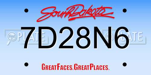 7D28N6 South Dakota License Plate