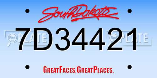7D34421 South Dakota License Plate