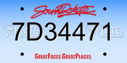 7D34471 South Dakota License Plate