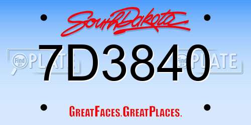 7D3840 South Dakota License Plate