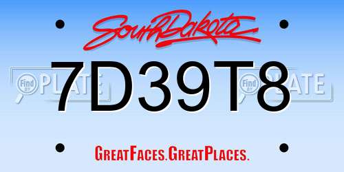 7D39T8 South Dakota License Plate