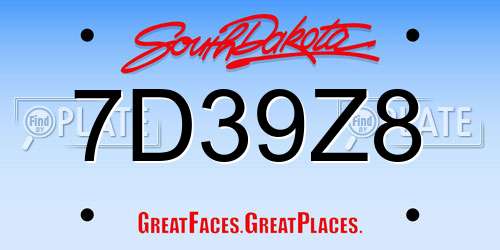 7D39Z8 South Dakota License Plate
