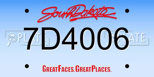 7D4006 South Dakota License Plate