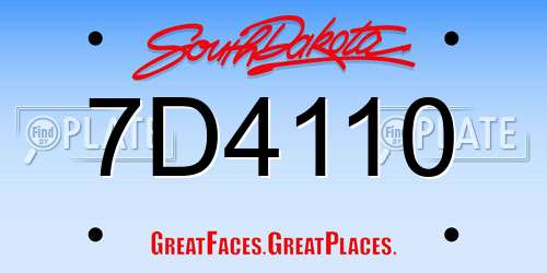 7D4110 South Dakota License Plate