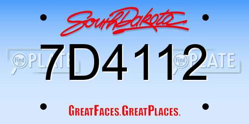 7D4112 South Dakota License Plate