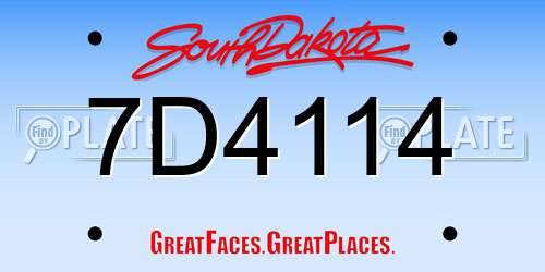 7D4114 South Dakota License Plate