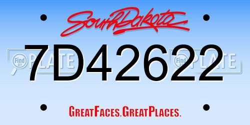 7D42622 South Dakota License Plate