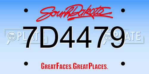 7D4479 South Dakota License Plate