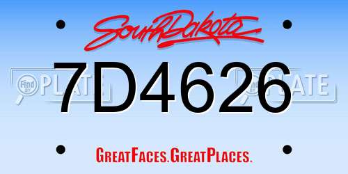7D4626 South Dakota License Plate
