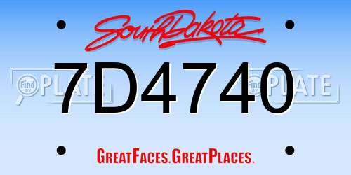 7D4740 South Dakota License Plate