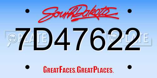 7D47622 South Dakota License Plate