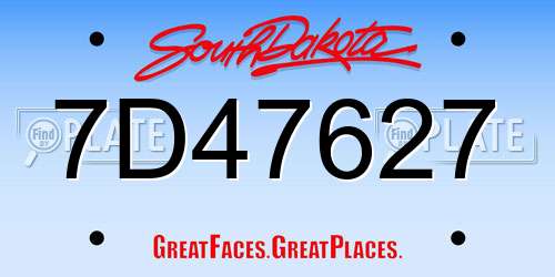 7D47627 South Dakota License Plate