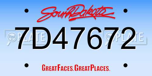 7D47672 South Dakota License Plate