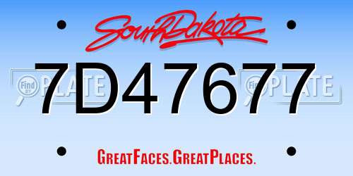 7D47677 South Dakota License Plate