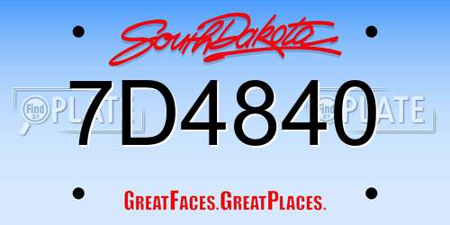 7D4840 South Dakota License Plate