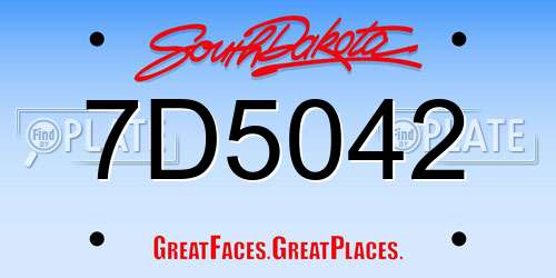 7D5042 South Dakota License Plate