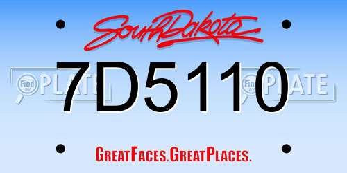7D5110 South Dakota License Plate
