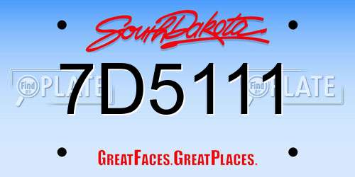 7D5111 South Dakota License Plate