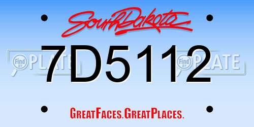 7D5112 South Dakota License Plate