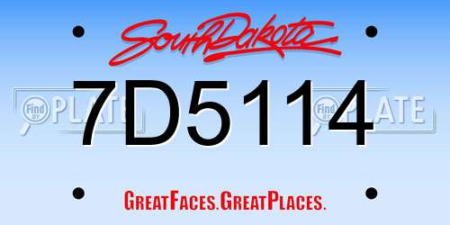 7D5114 South Dakota License Plate