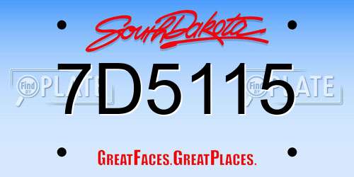 7D5115 South Dakota License Plate
