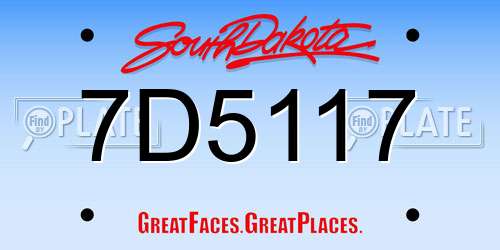 7D5117 South Dakota License Plate
