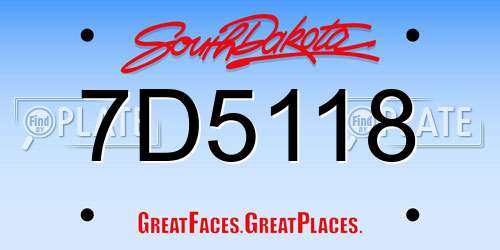 7D5118 South Dakota License Plate