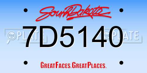 7D5140 South Dakota License Plate