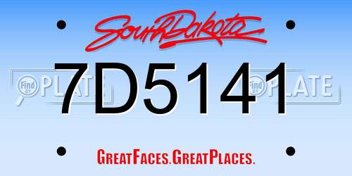 7D5141 South Dakota License Plate