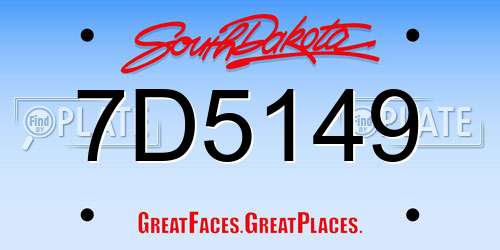 7D5149 South Dakota License Plate
