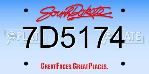 7D5174 South Dakota License Plate
