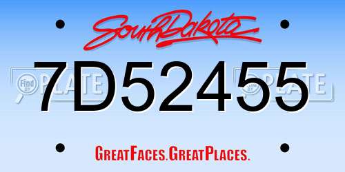 7D52455 South Dakota License Plate