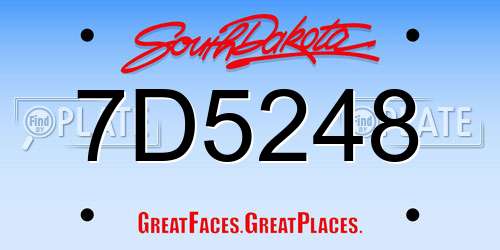 7D5248 South Dakota License Plate