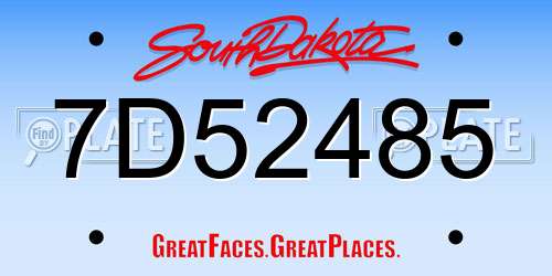 7D52485 South Dakota License Plate