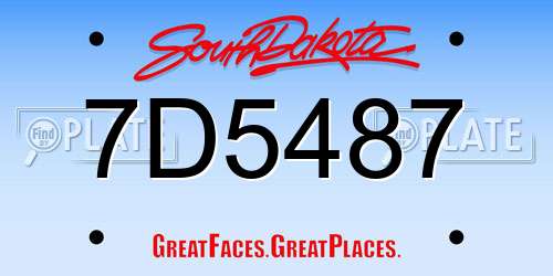 7D5487 South Dakota License Plate